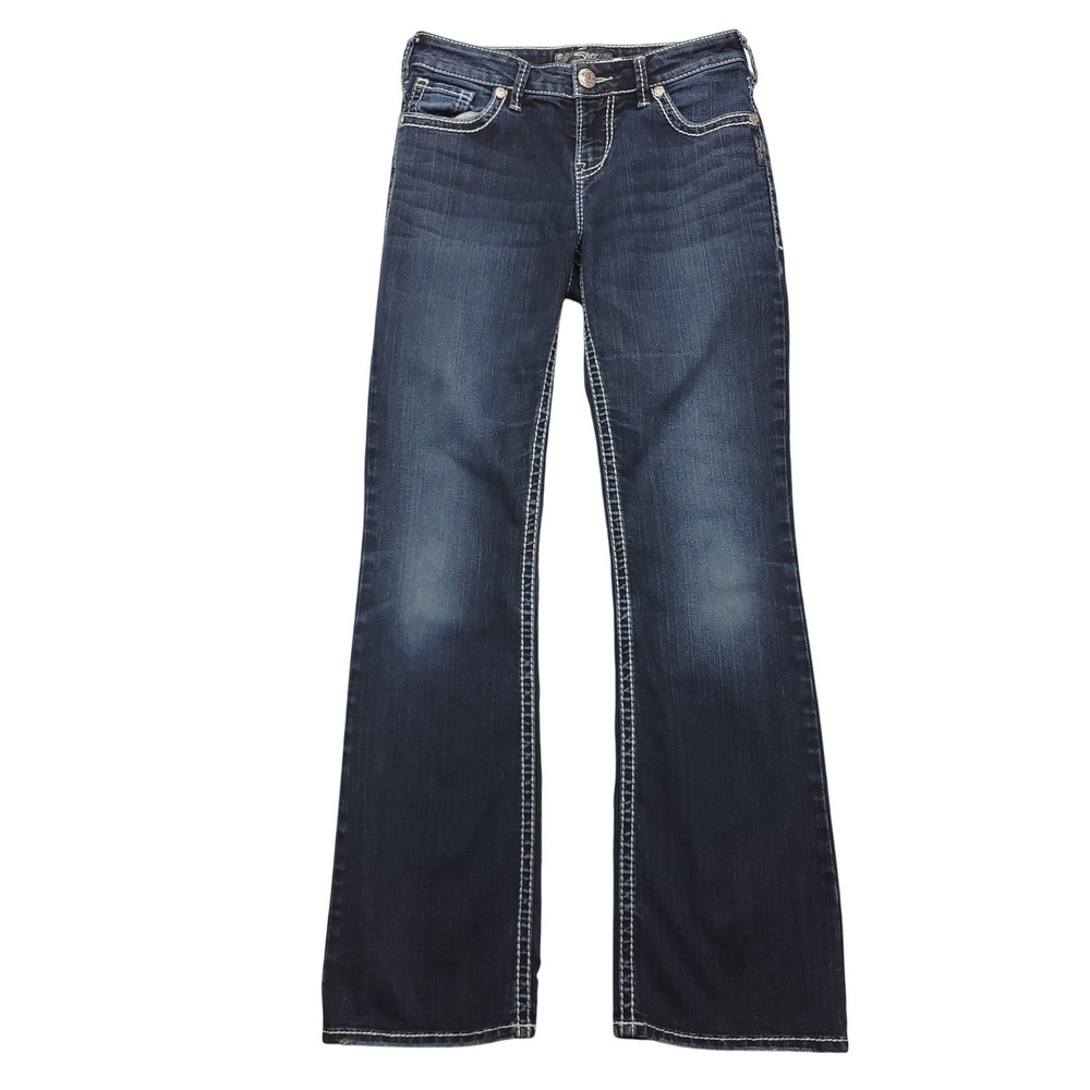 Silver Jeans Natsuki Bootcut Dark Wash Denim Jeans W27 L31 Embellished Pockets‎
